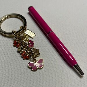 Coach Butterfly Pink and Orange Keychain and Pink Coach Pen